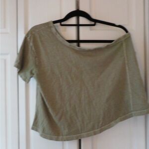 Free People Green Once Shoulder Top